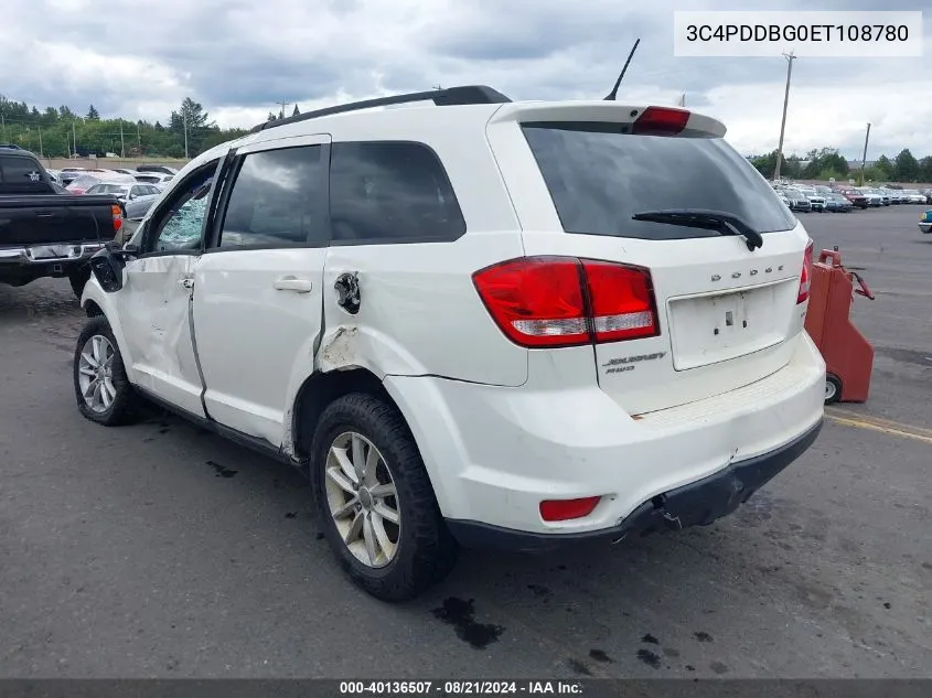 2014 Dodge Journey Sxt VIN: 3C4PDDBG0ET108780 Lot: 40136507