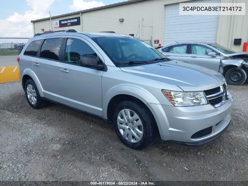 2014 Dodge Journey Se VIN: 3C4PDCAB3ET214172 Lot: 40179034