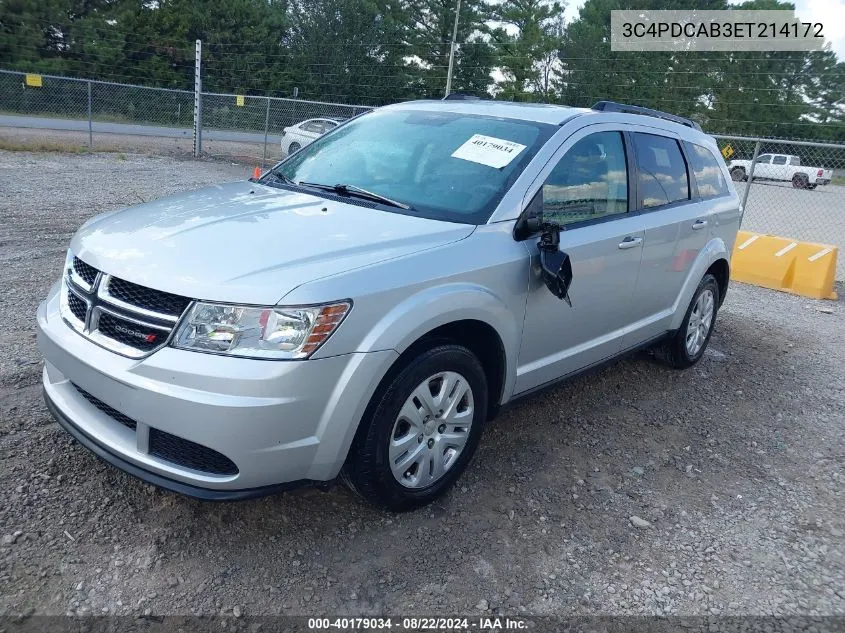 2014 Dodge Journey Se VIN: 3C4PDCAB3ET214172 Lot: 40179034