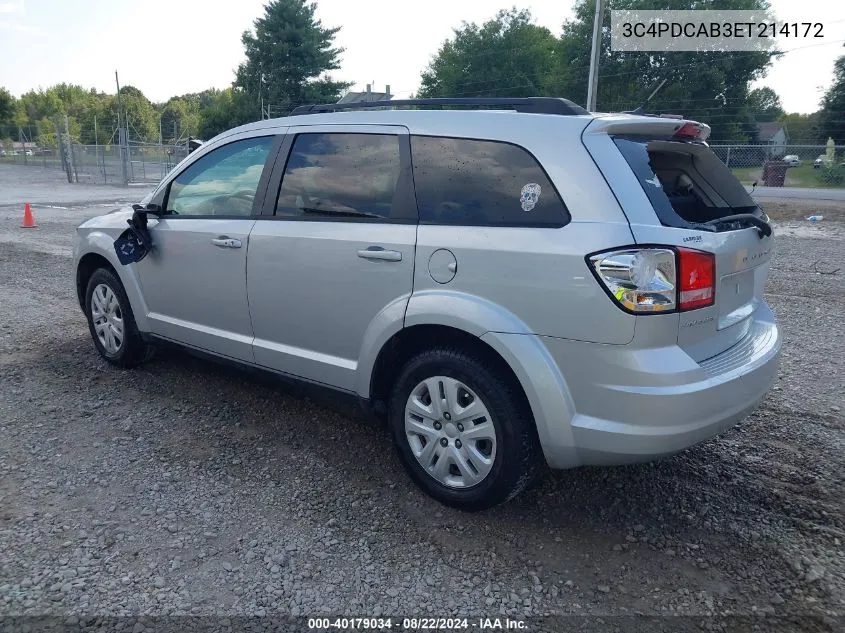 2014 Dodge Journey Se VIN: 3C4PDCAB3ET214172 Lot: 40179034