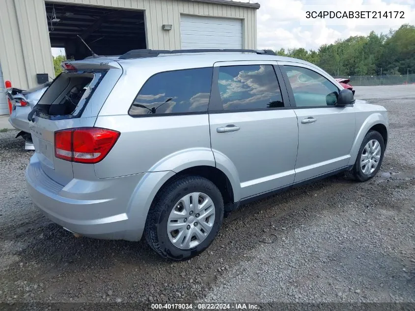 2014 Dodge Journey Se VIN: 3C4PDCAB3ET214172 Lot: 40179034