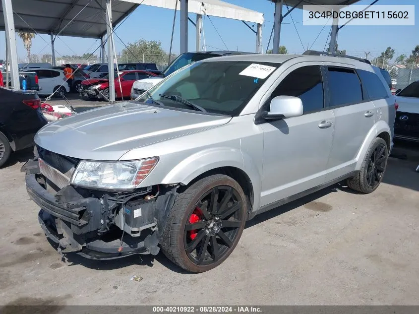 2014 Dodge Journey Sxt VIN: 3C4PDCBG8ET115602 Lot: 40210922