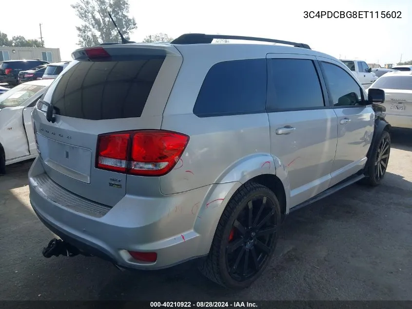 2014 Dodge Journey Sxt VIN: 3C4PDCBG8ET115602 Lot: 40210922