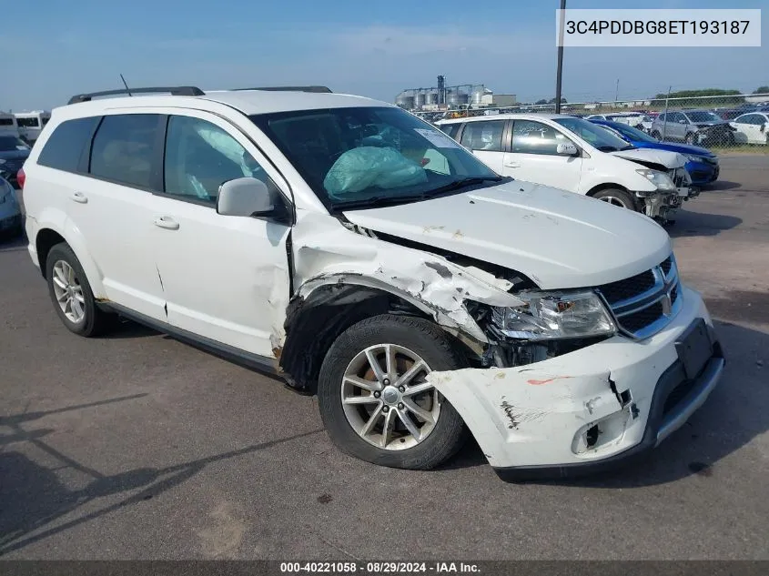 2014 Dodge Journey Sxt VIN: 3C4PDDBG8ET193187 Lot: 40221058