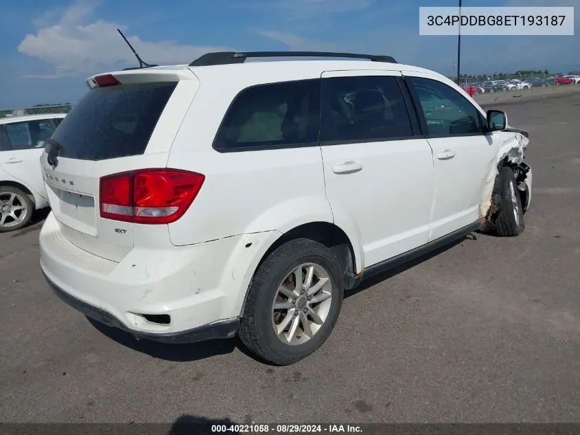 2014 Dodge Journey Sxt VIN: 3C4PDDBG8ET193187 Lot: 40221058