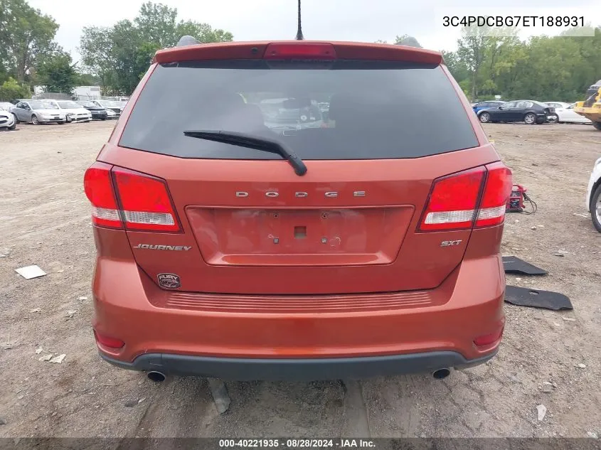 2014 Dodge Journey Sxt VIN: 3C4PDCBG7ET188931 Lot: 40221935