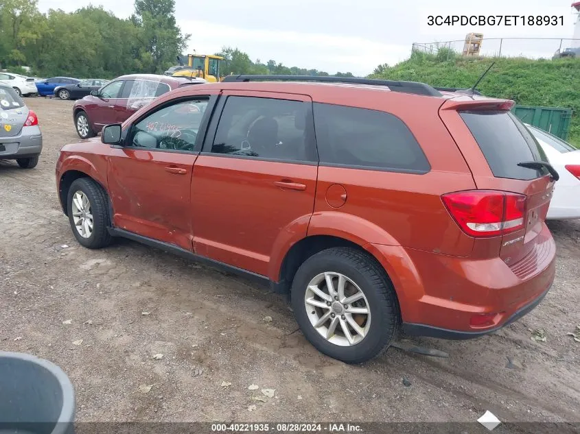 2014 Dodge Journey Sxt VIN: 3C4PDCBG7ET188931 Lot: 40221935