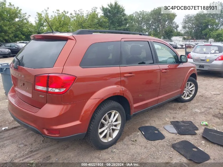 2014 Dodge Journey Sxt VIN: 3C4PDCBG7ET188931 Lot: 40221935