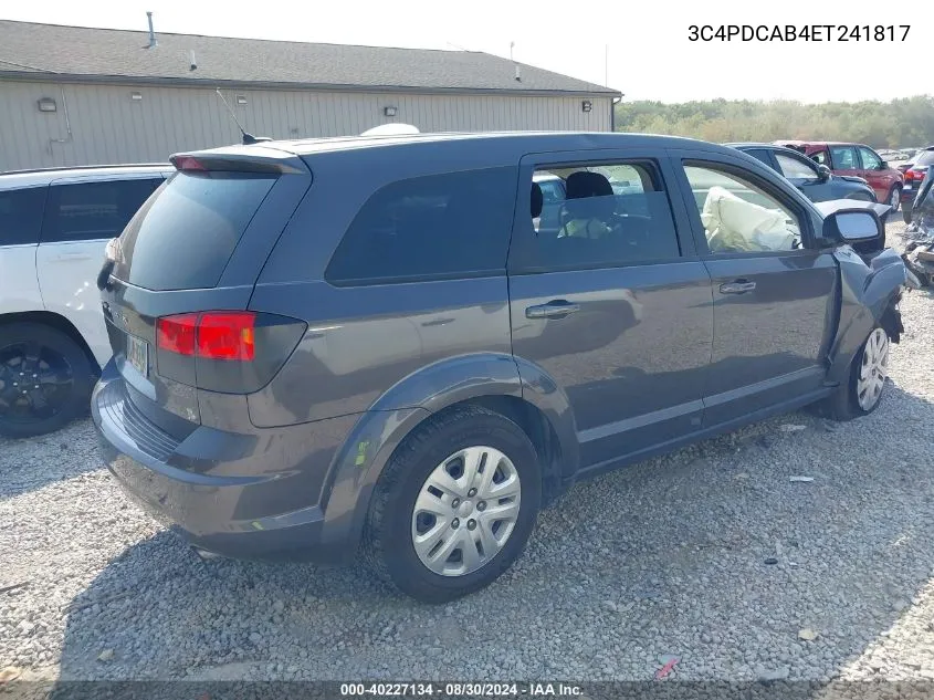 2014 Dodge Journey American Value Pkg VIN: 3C4PDCAB4ET241817 Lot: 40227134