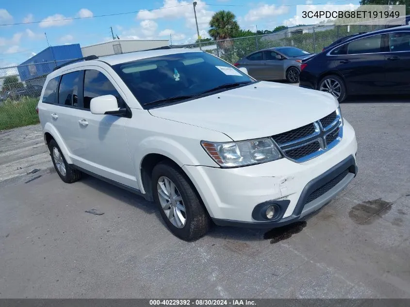 2014 Dodge Journey Sxt VIN: 3C4PDCBG8ET191949 Lot: 40229392