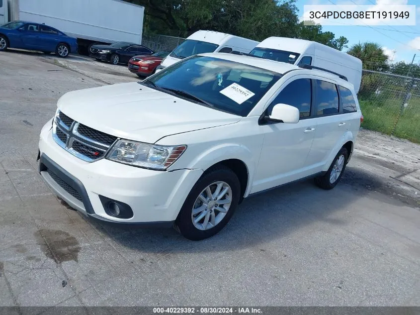 2014 Dodge Journey Sxt VIN: 3C4PDCBG8ET191949 Lot: 40229392