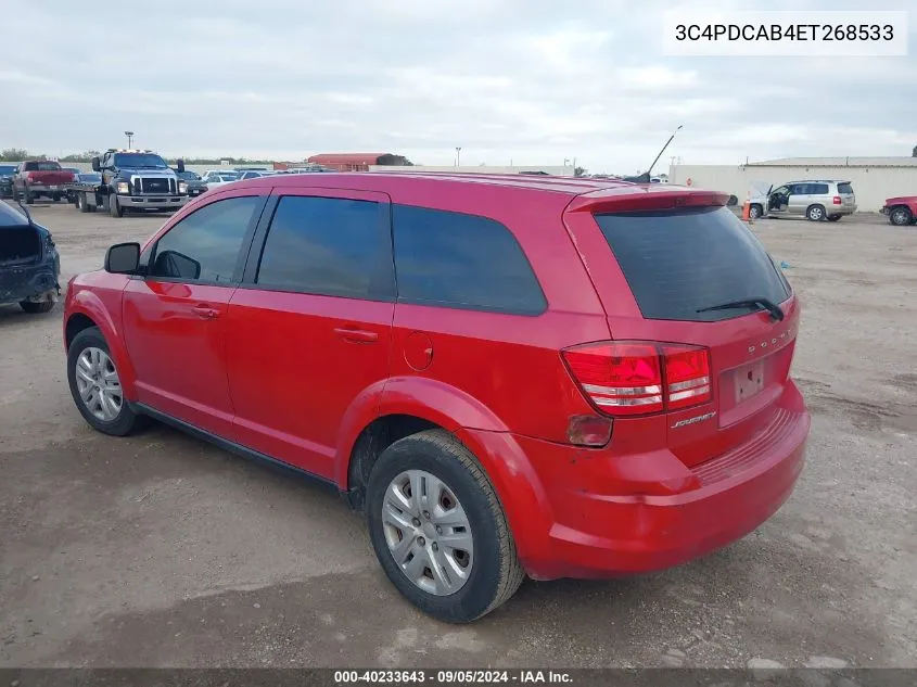 2014 Dodge Journey American Value Pkg VIN: 3C4PDCAB4ET268533 Lot: 40233643