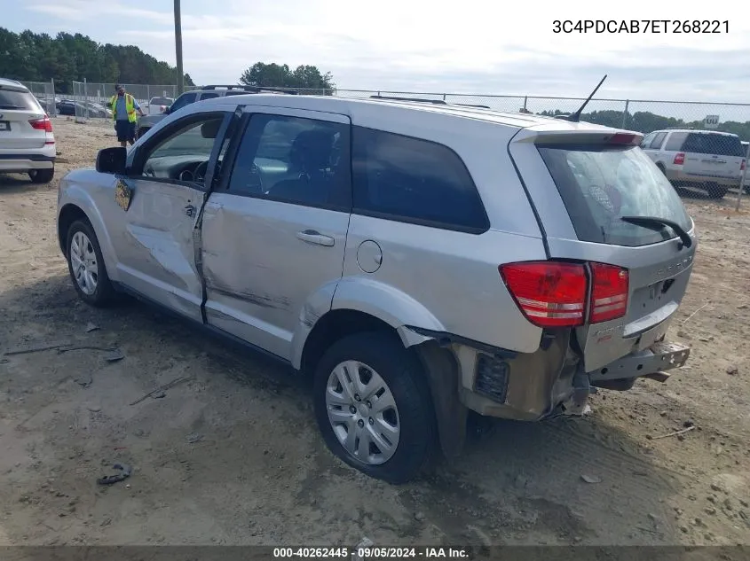 2014 Dodge Journey Se VIN: 3C4PDCAB7ET268221 Lot: 40262445