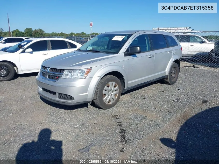 2014 Dodge Journey Se VIN: 3C4PDCAB7ET315358 Lot: 40298583