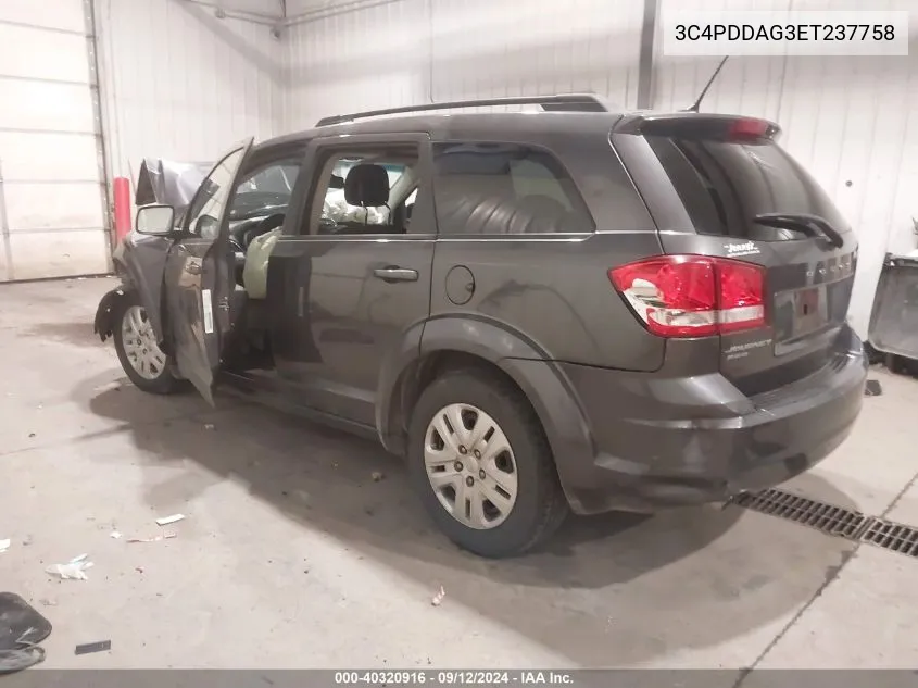 2014 Dodge Journey Se VIN: 3C4PDDAG3ET237758 Lot: 40320916