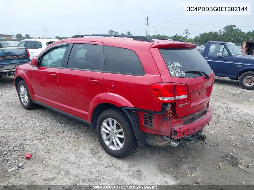 2014 Dodge Journey Sxt VIN: 3C4PDDBG0ET302144 Lot: 40326040