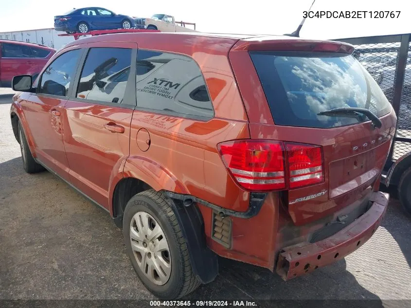 2014 Dodge Journey American Value Pkg VIN: 3C4PDCAB2ET120767 Lot: 40373645