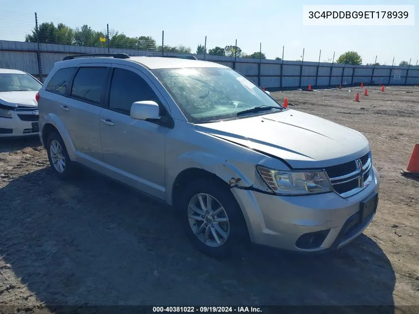 2014 Dodge Journey Sxt VIN: 3C4PDDBG9ET178939 Lot: 40381022