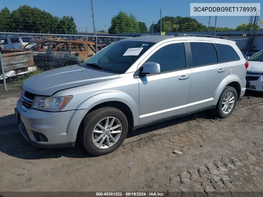 2014 Dodge Journey Sxt VIN: 3C4PDDBG9ET178939 Lot: 40381022