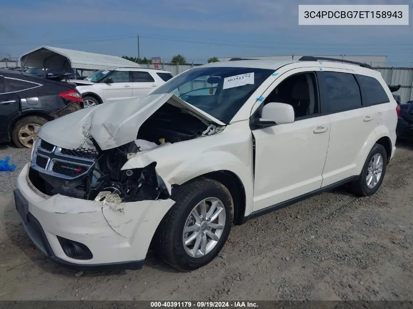 2014 Dodge Journey Sxt VIN: 3C4PDCBG7ET158943 Lot: 40391179