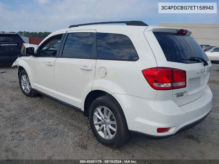 2014 Dodge Journey Sxt VIN: 3C4PDCBG7ET158943 Lot: 40391179