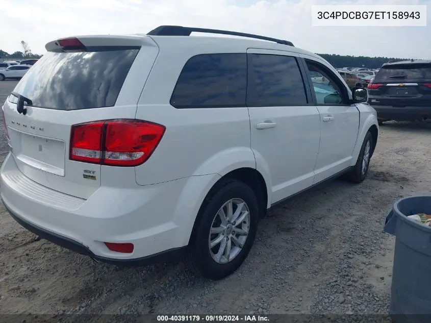 2014 Dodge Journey Sxt VIN: 3C4PDCBG7ET158943 Lot: 40391179