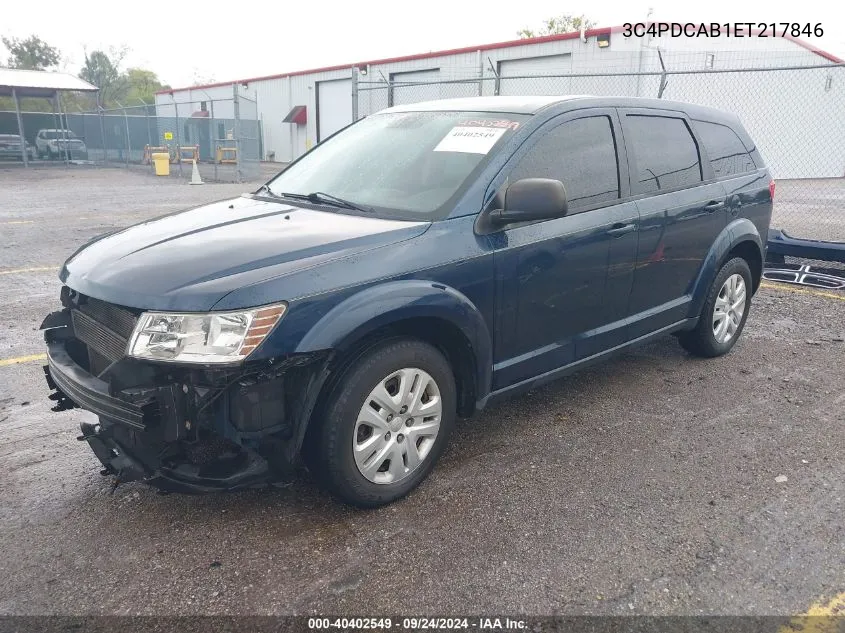 2014 Dodge Journey Se VIN: 3C4PDCAB1ET217846 Lot: 40402549