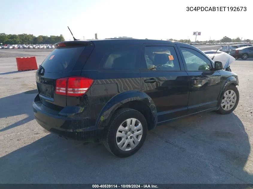 2014 Dodge Journey American Value Pkg VIN: 3C4PDCAB1ET192673 Lot: 40539114