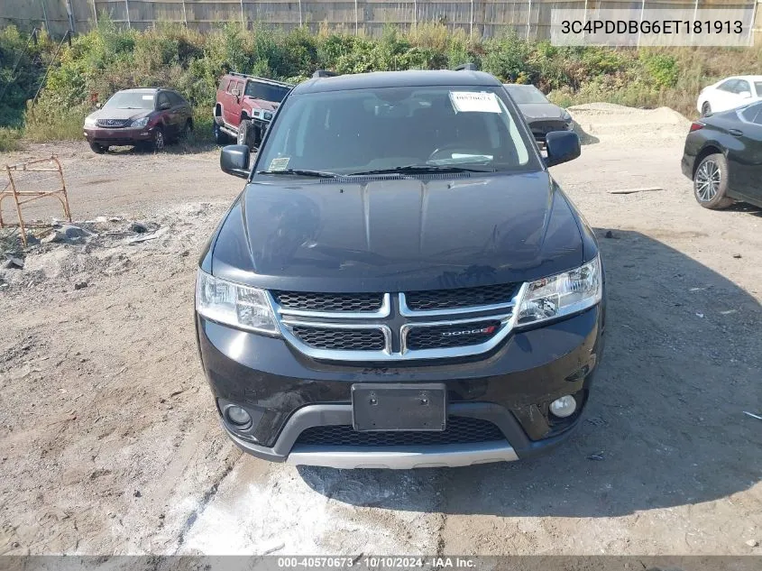 2014 Dodge Journey Sxt VIN: 3C4PDDBG6ET181913 Lot: 40570673