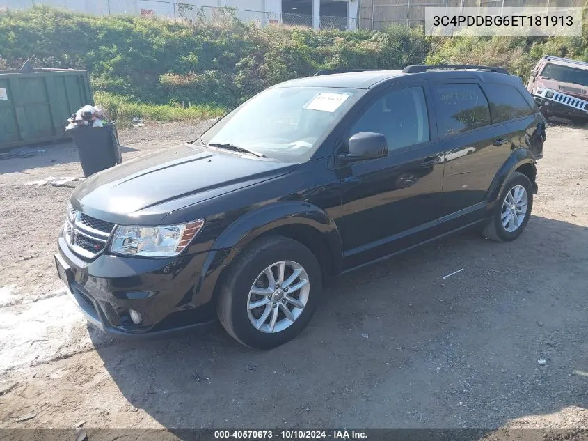 2014 Dodge Journey Sxt VIN: 3C4PDDBG6ET181913 Lot: 40570673