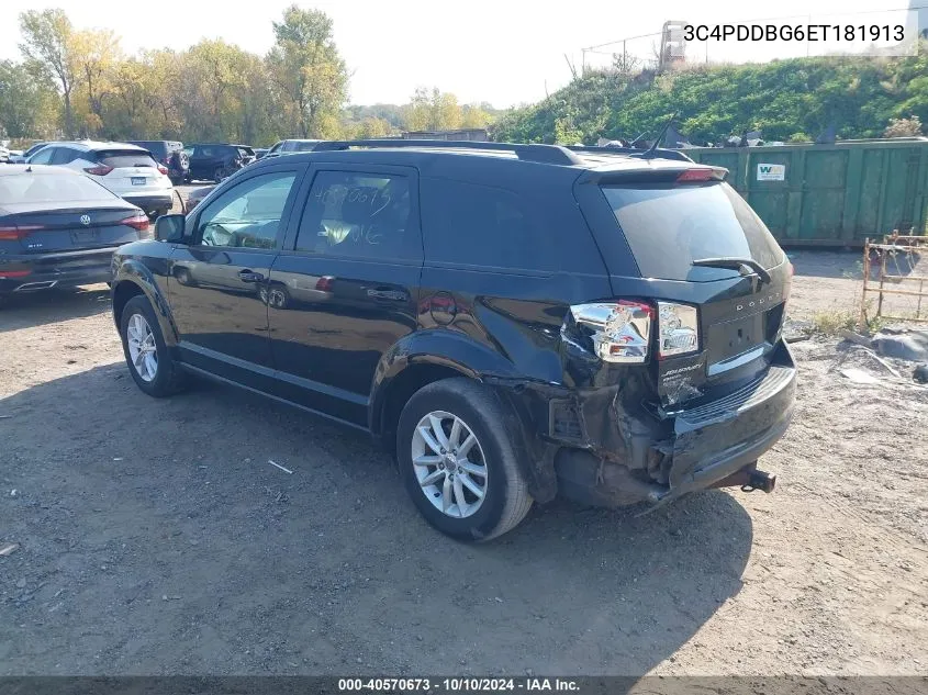 2014 Dodge Journey Sxt VIN: 3C4PDDBG6ET181913 Lot: 40570673