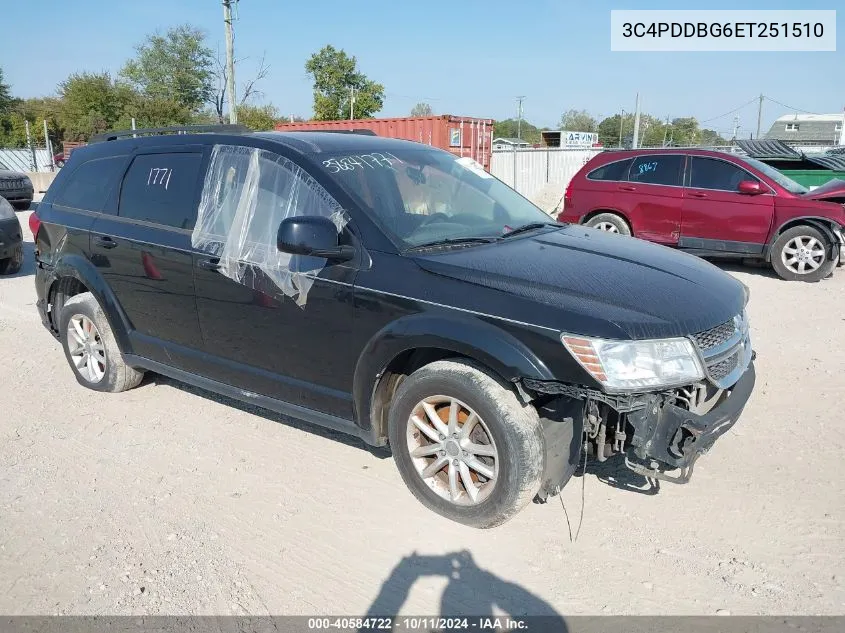 2014 Dodge Journey Sxt VIN: 3C4PDDBG6ET251510 Lot: 40584722