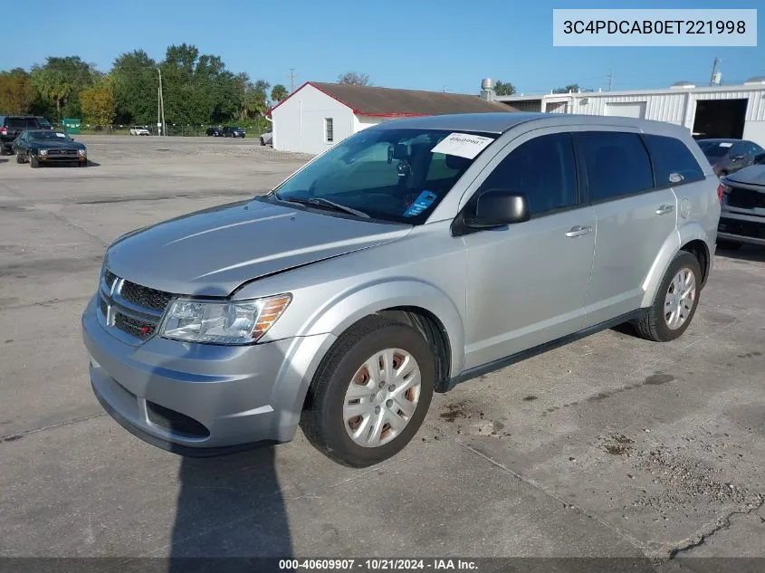 2014 Dodge Journey American Value Pkg VIN: 3C4PDCAB0ET221998 Lot: 40609907