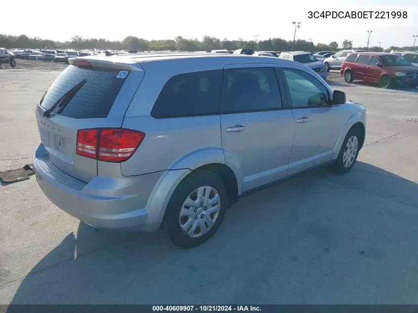 2014 Dodge Journey American Value Pkg VIN: 3C4PDCAB0ET221998 Lot: 40609907