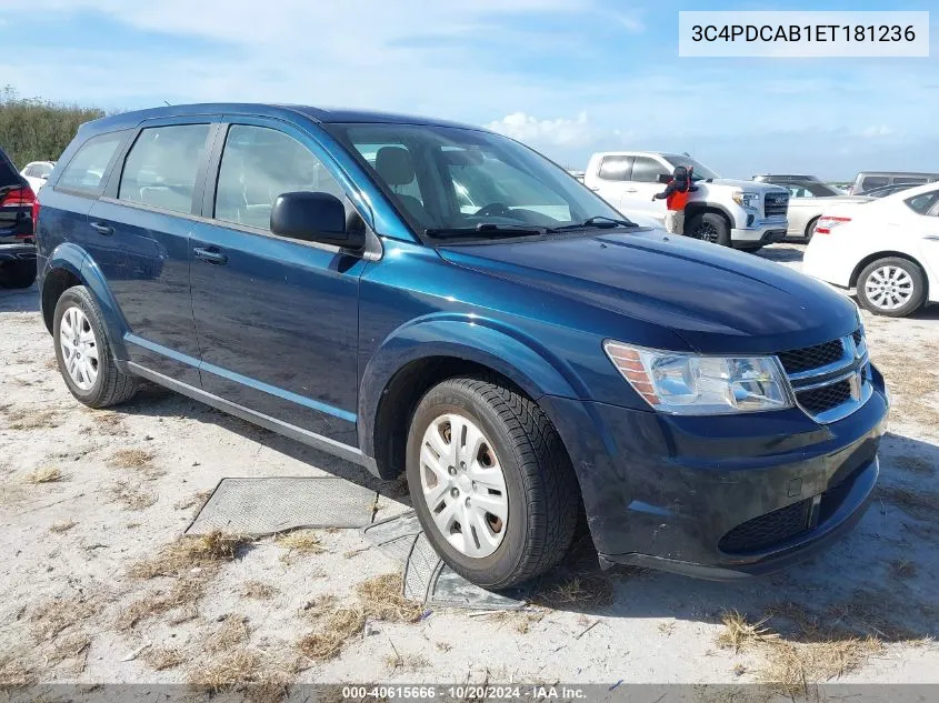 2014 Dodge Journey Se VIN: 3C4PDCAB1ET181236 Lot: 40615666