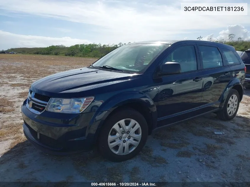 2014 Dodge Journey Se VIN: 3C4PDCAB1ET181236 Lot: 40615666