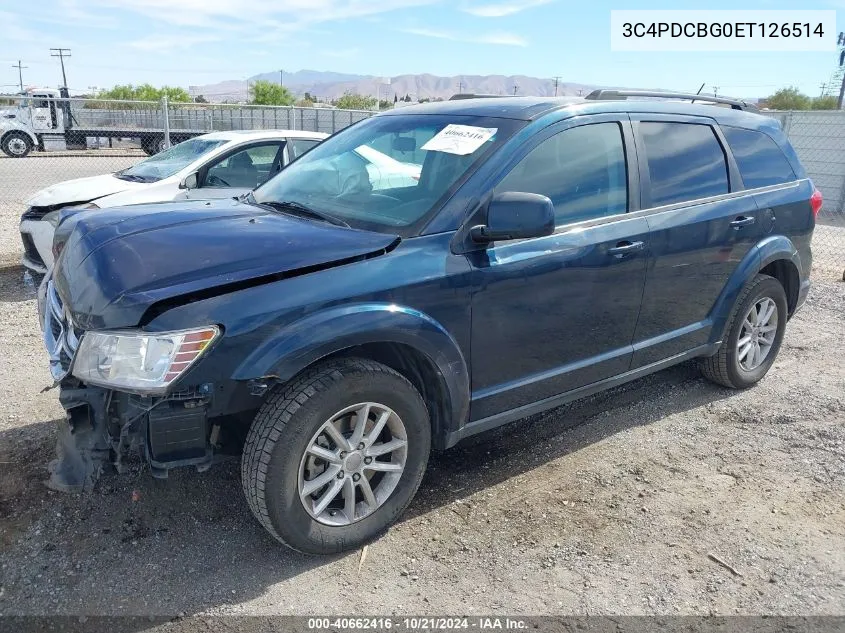 2014 Dodge Journey Sxt VIN: 3C4PDCBG0ET126514 Lot: 40662416