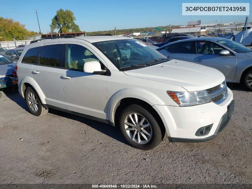 2014 Dodge Journey Sxt VIN: 3C4PDCBG7ET243958 Lot: 40669946