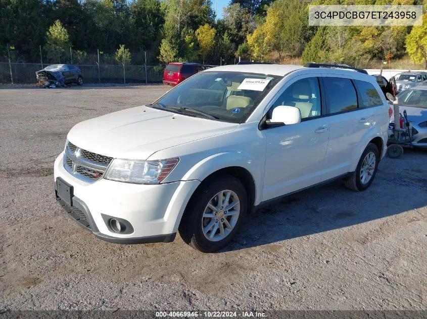 2014 Dodge Journey Sxt VIN: 3C4PDCBG7ET243958 Lot: 40669946