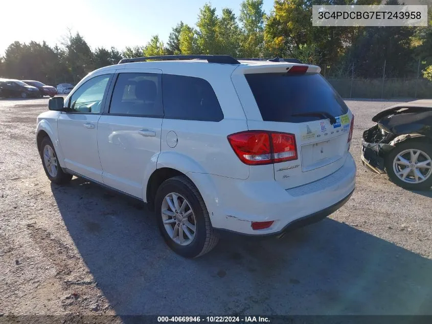 2014 Dodge Journey Sxt VIN: 3C4PDCBG7ET243958 Lot: 40669946