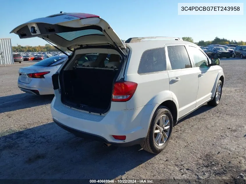 2014 Dodge Journey Sxt VIN: 3C4PDCBG7ET243958 Lot: 40669946