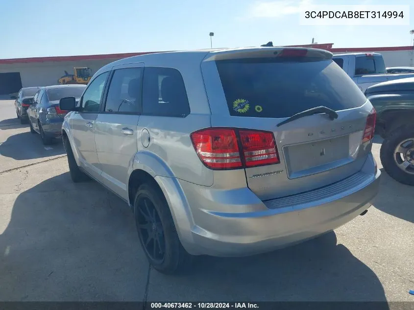 2014 Dodge Journey American Value Pkg VIN: 3C4PDCAB8ET314994 Lot: 40673462