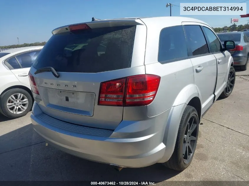 2014 Dodge Journey American Value Pkg VIN: 3C4PDCAB8ET314994 Lot: 40673462