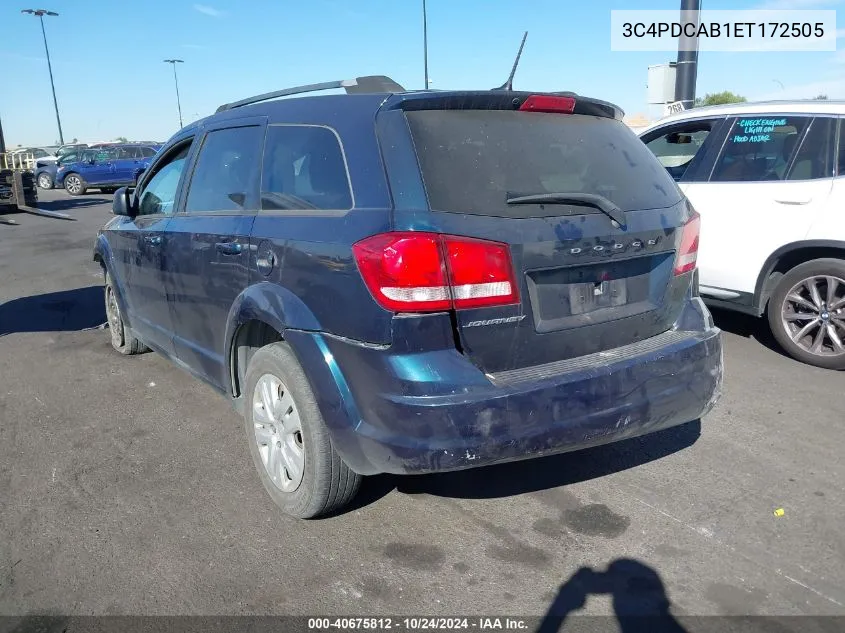 2014 Dodge Journey Se VIN: 3C4PDCAB1ET172505 Lot: 40675812