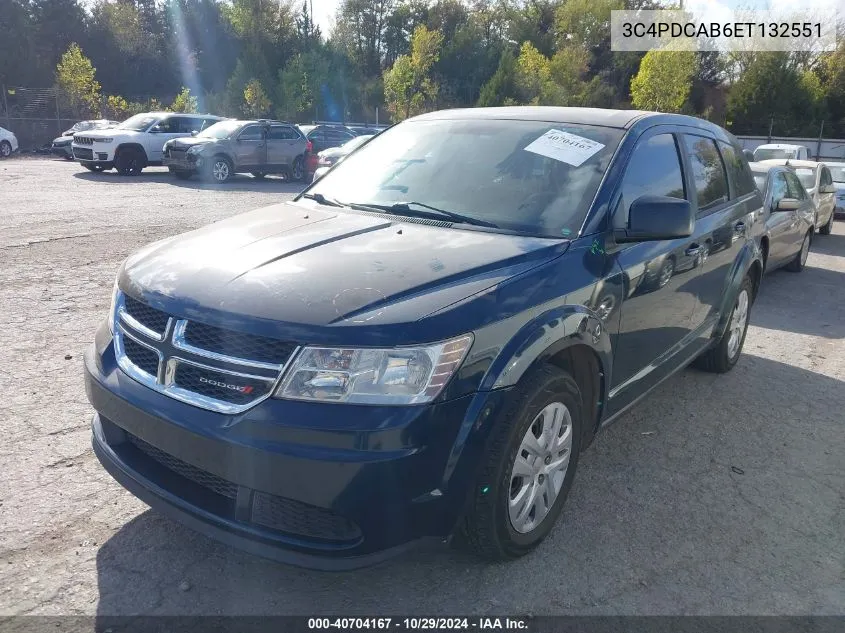 2014 Dodge Journey American Value Pkg VIN: 3C4PDCAB6ET132551 Lot: 40704167