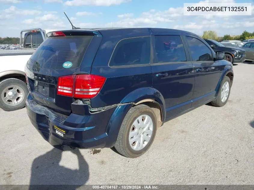 2014 Dodge Journey American Value Pkg VIN: 3C4PDCAB6ET132551 Lot: 40704167