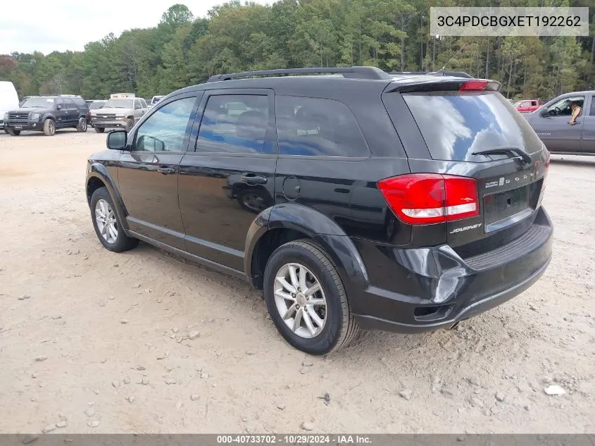 2014 Dodge Journey Sxt VIN: 3C4PDCBGXET192262 Lot: 40733702