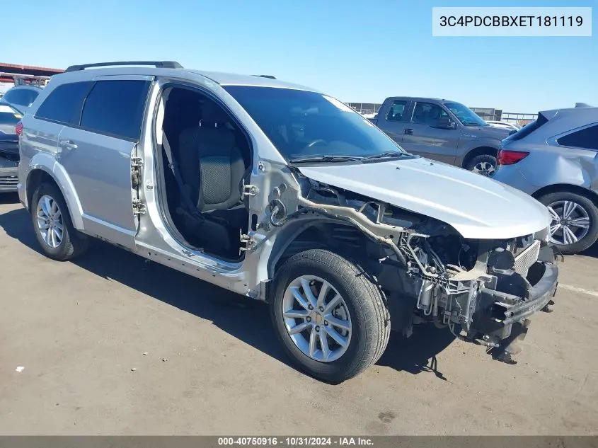 2014 Dodge Journey Sxt VIN: 3C4PDCBBXET181119 Lot: 40750916