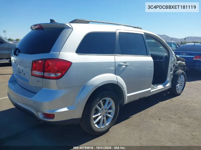 2014 Dodge Journey Sxt VIN: 3C4PDCBBXET181119 Lot: 40750916