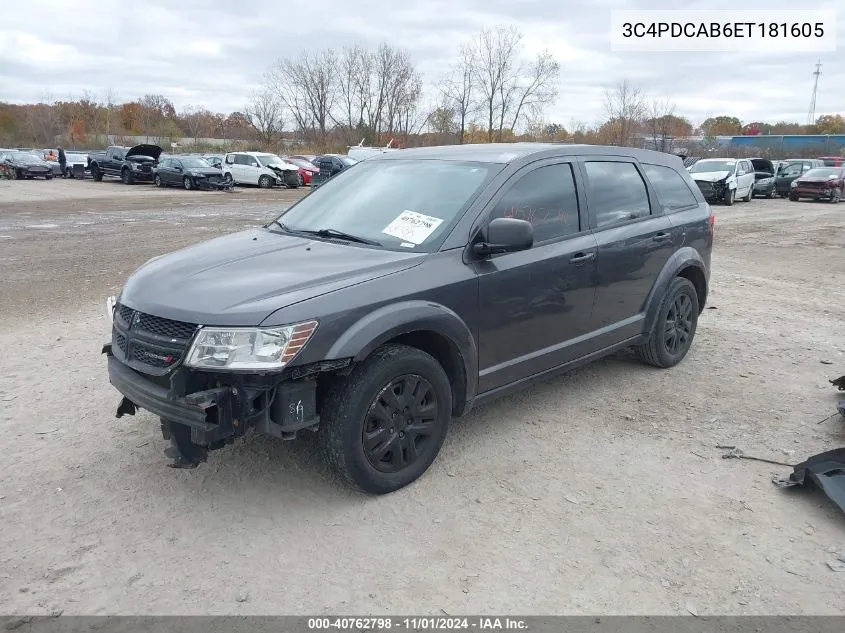 2014 Dodge Journey American Value Pkg VIN: 3C4PDCAB6ET181605 Lot: 40762798